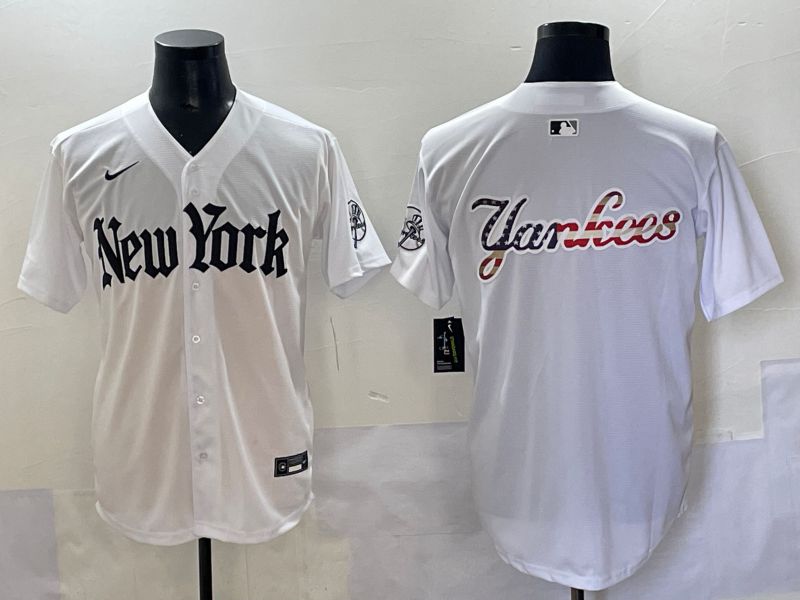 Men 2025 New York Yankees Blank White Five generations Joint Name Nike MLB Jersey style 112